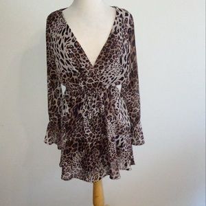 Cheetah / Leopard Print Long Sleeve Dress